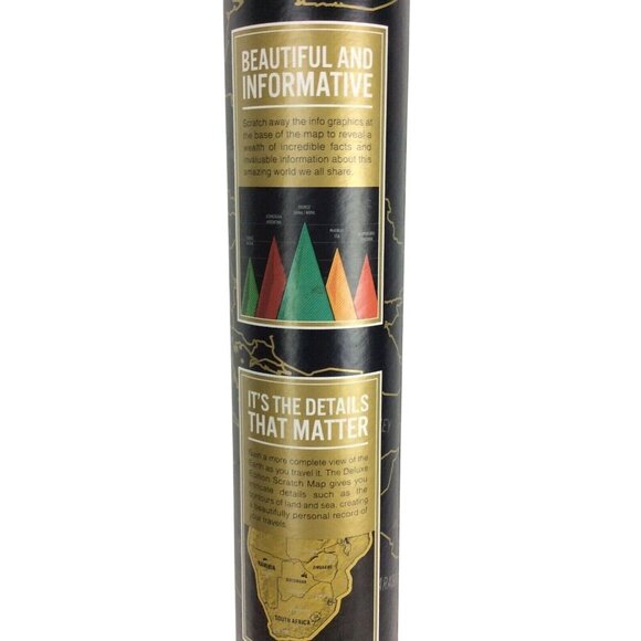 Luckies Deluxe Edition Scratch Off World Map Travel Poster 32x23 Black & Gold - Picture 8 of 9